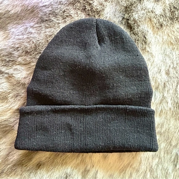 Smiley Face Beanie Hat Smile Yellow Black Adult - Picture 2 of 2